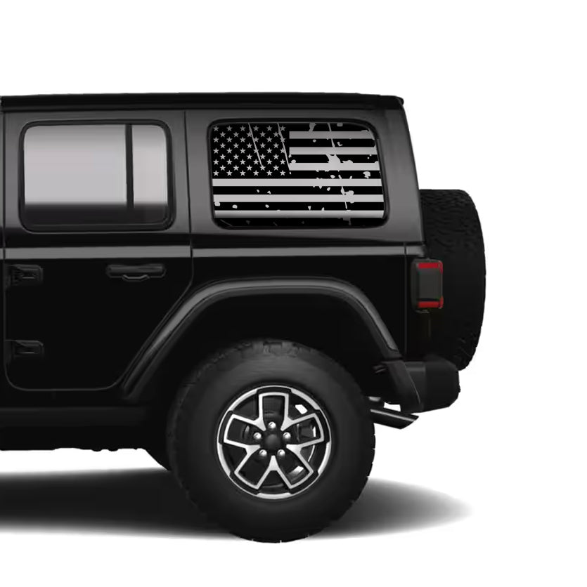 Distressed American Flag Decal Set - Jeep Wrangler