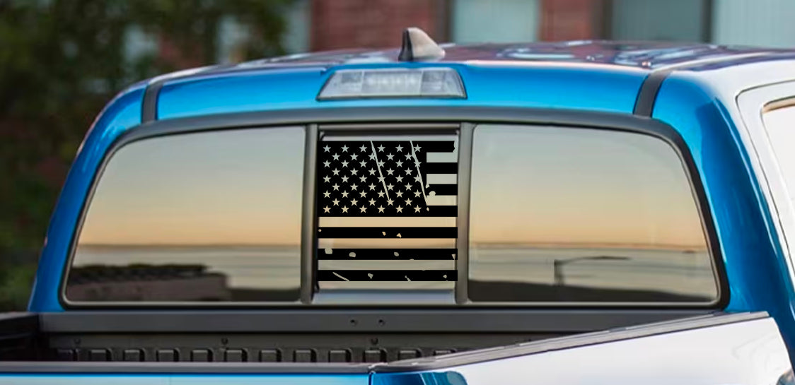Distressed American Flag Decal Set - Toyota Tacoma